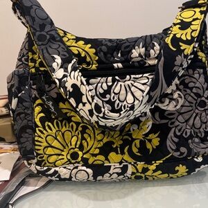 Vera Bradley Black and Yellow Floral Shoulder Bag